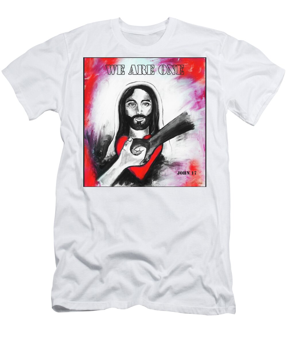 Jennifer Page T-Shirt featuring the painting We Are One John 17 by Jennifer Page