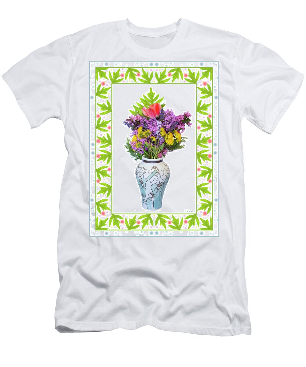 Lise Winne T-Shirt featuring the digital art Wedding Vase with Bouquet by Lise Winne