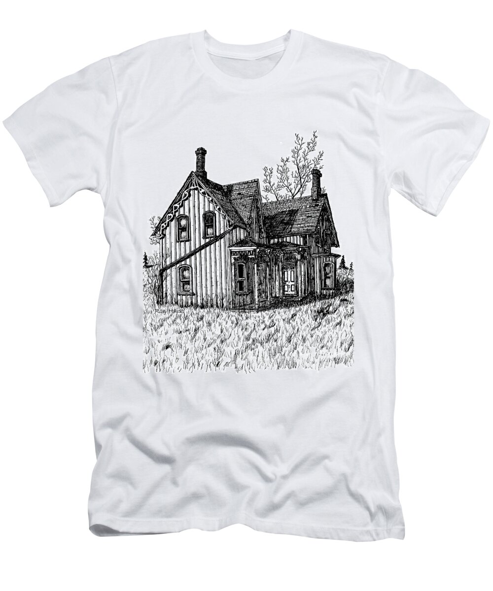 Pen T-Shirt featuring the drawing Westhill House 2 by Ron Haist