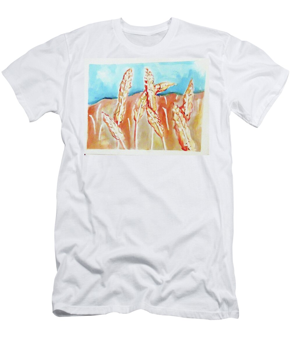  T-Shirt featuring the painting Wheat Field by Loretta Nash