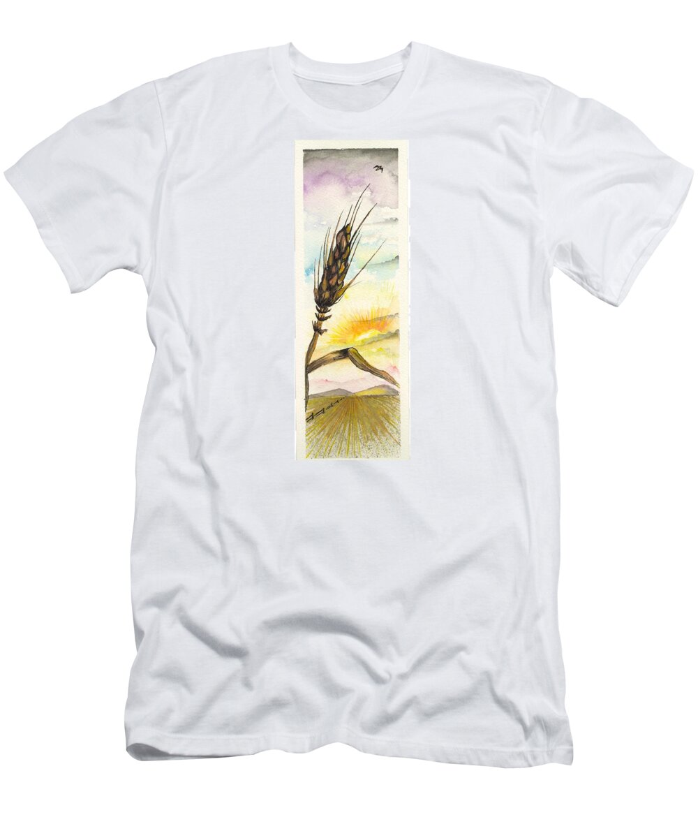 Meadow T-Shirt featuring the digital art Wheat field study three by Darren Cannell