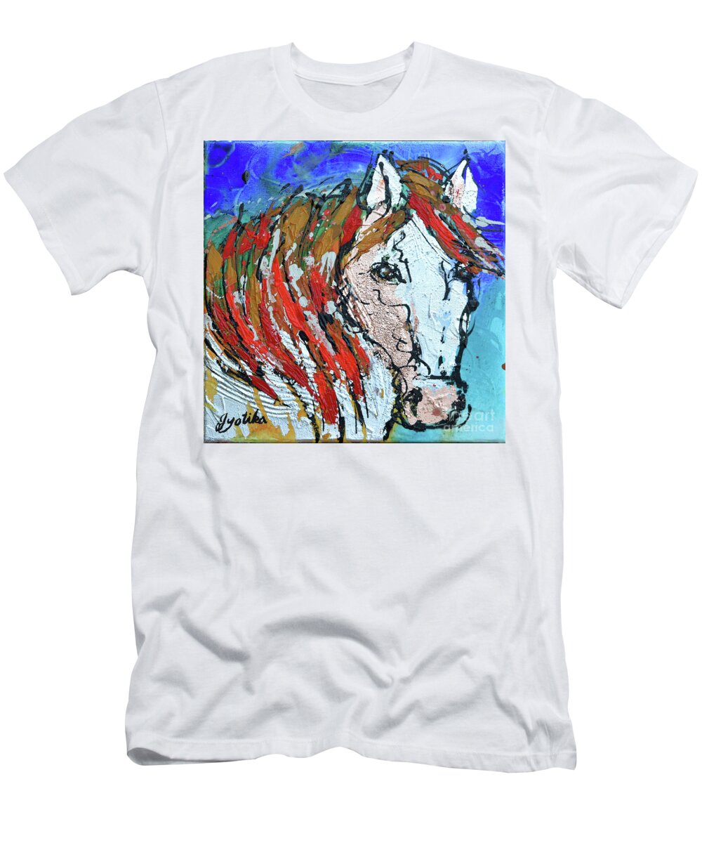  T-Shirt featuring the painting White Horse by Jyotika Shroff