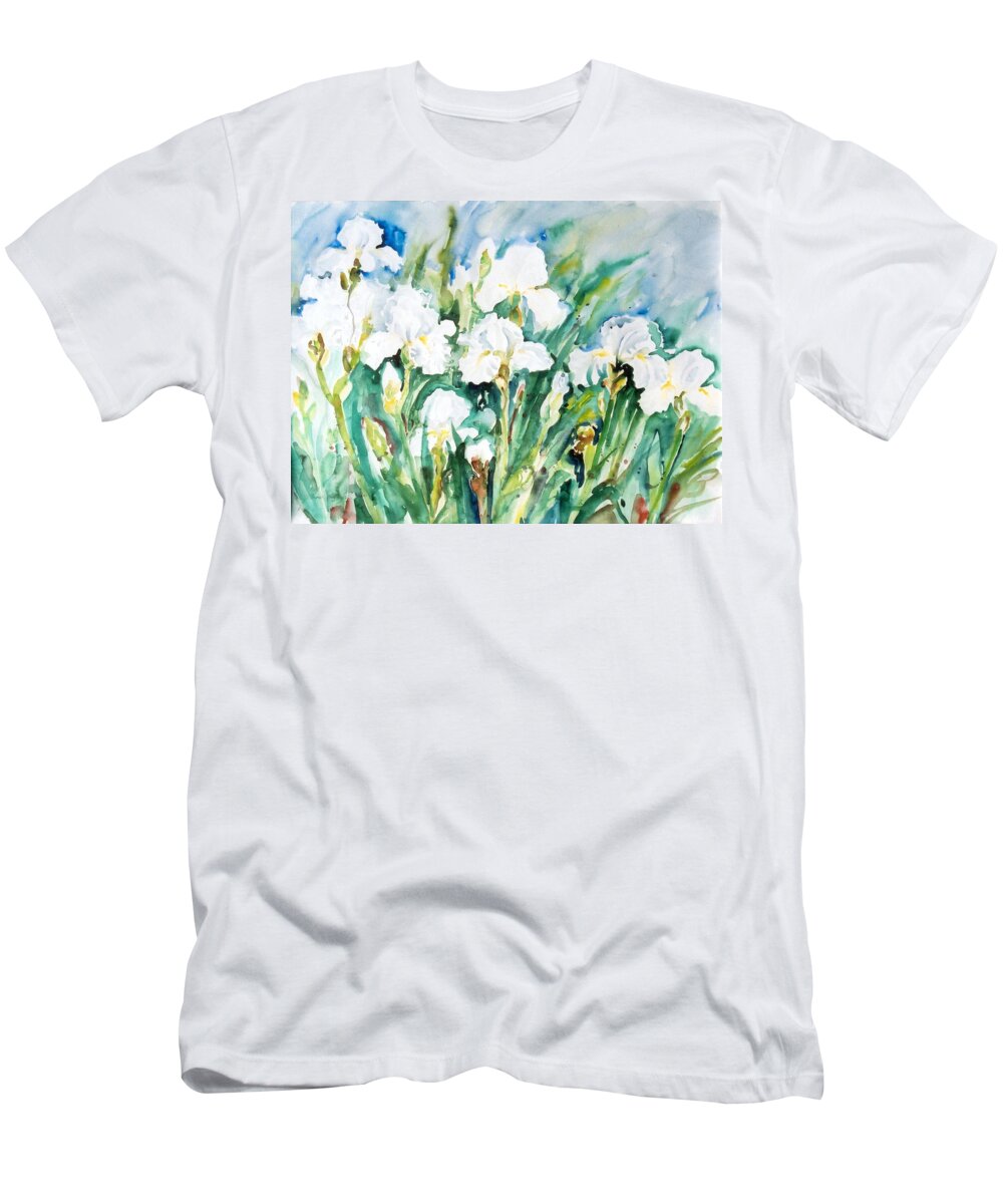 Ingrid Dohm T-Shirt featuring the painting White Irises by Ingrid Dohm