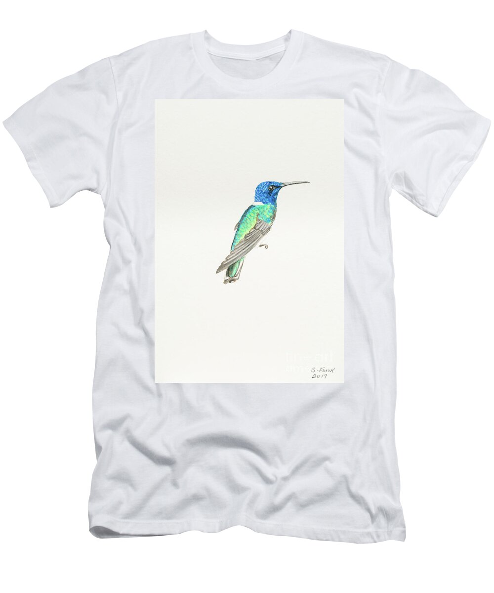 White Necked Jacobin T-Shirt featuring the painting White-necked jacobin by Stefanie Forck