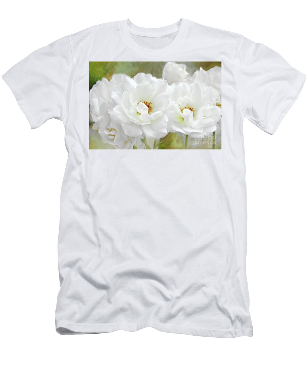 White Roses T-Shirt featuring the photograph White Roses Art Portrait by Regina Geoghan