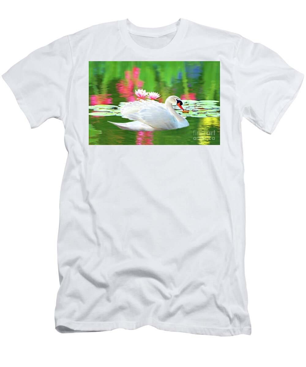 Swan T-Shirt featuring the photograph White Swan by Laura D Young