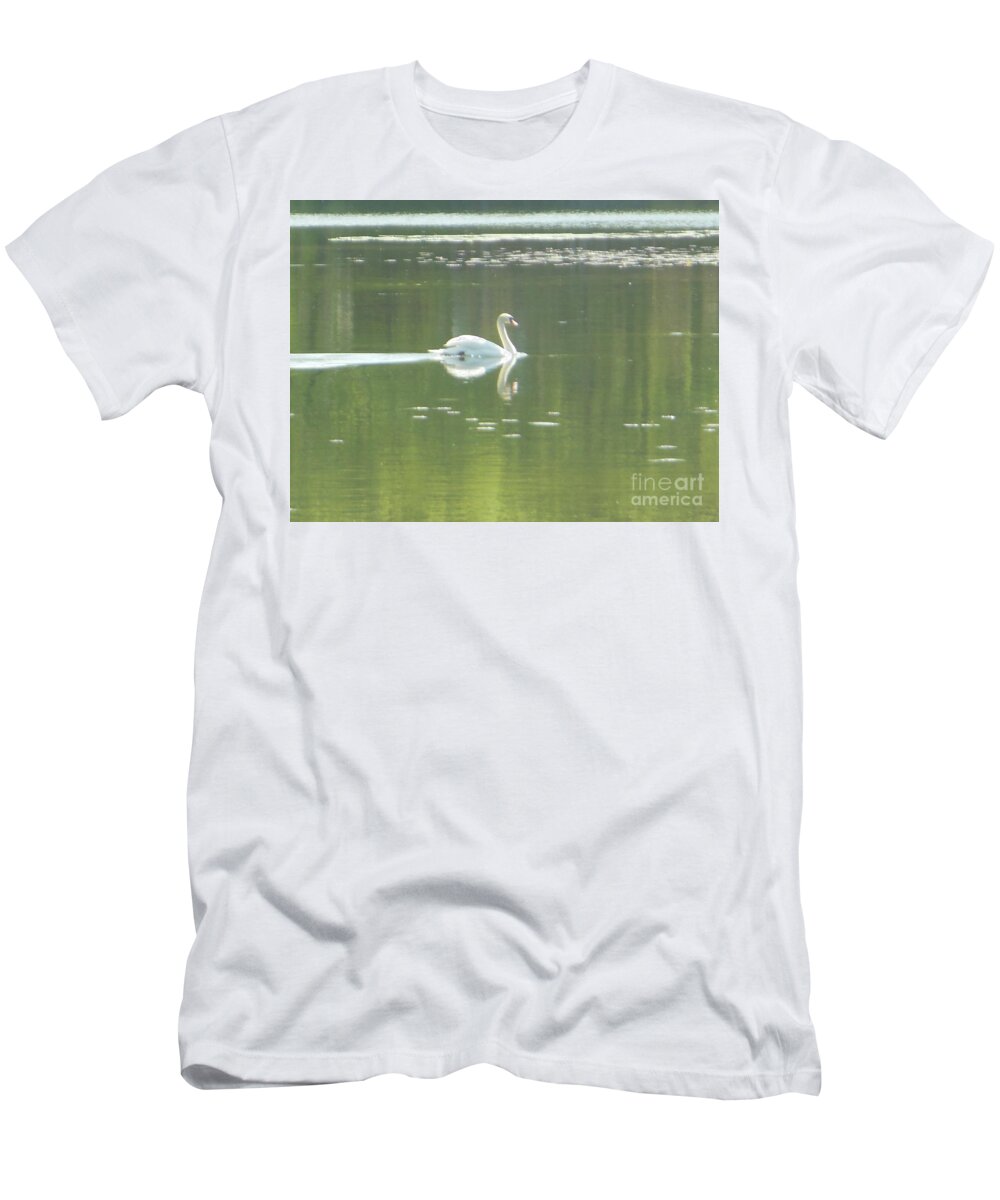 White Mute T-Shirt featuring the photograph White Swan Silhouette by Rockin Docks Deluxephotos