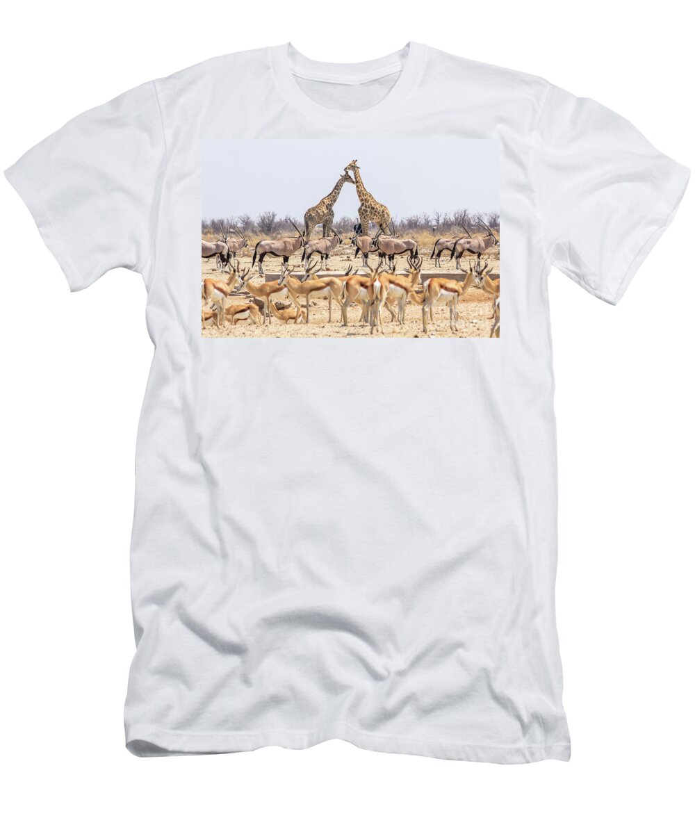 Namibia T-Shirt featuring the photograph Wild Animals Pyramid by Benny Marty