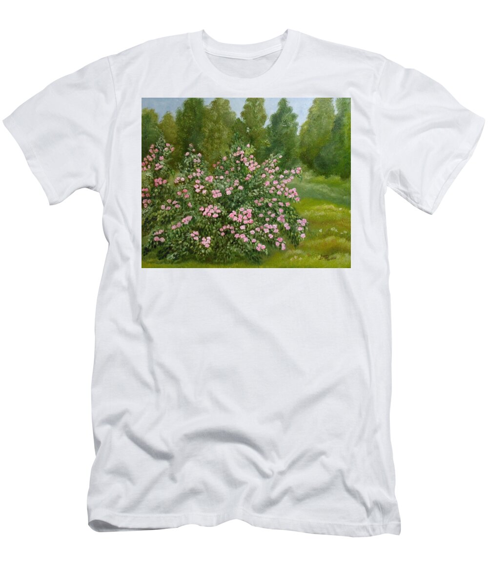 Rose T-Shirt featuring the painting Wild Roses by Angeles M Pomata