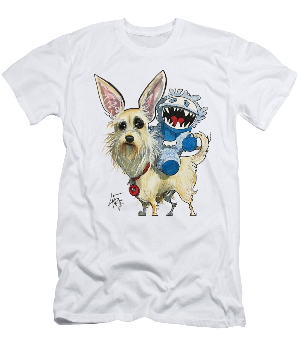 Pet Portrait T-Shirt featuring the drawing Willis 3259 by Canine Caricatures By John LaFree
