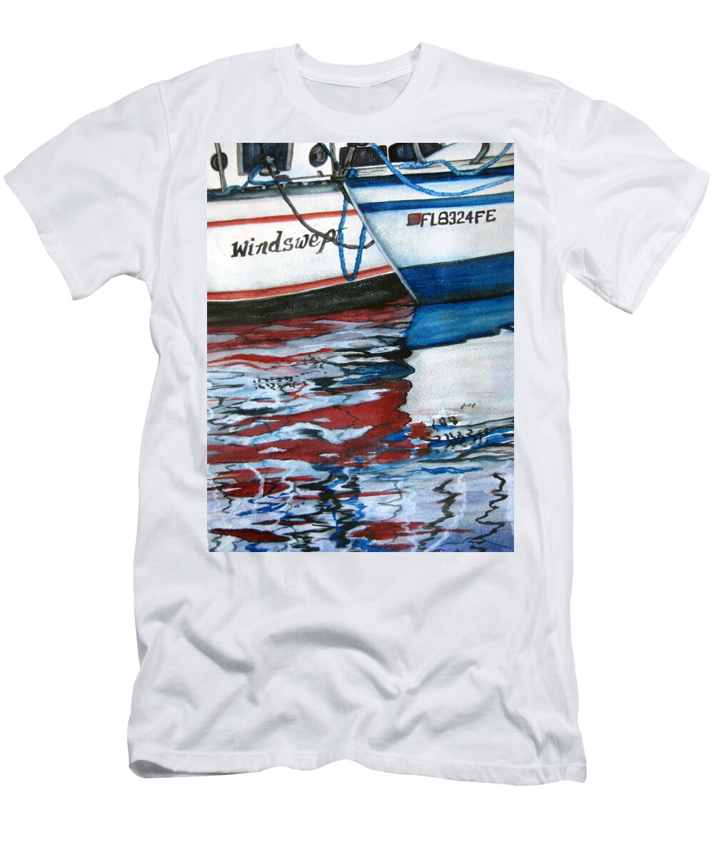Reflections T-Shirt featuring the painting Windswept Reflections SOLD by Lil Taylor
