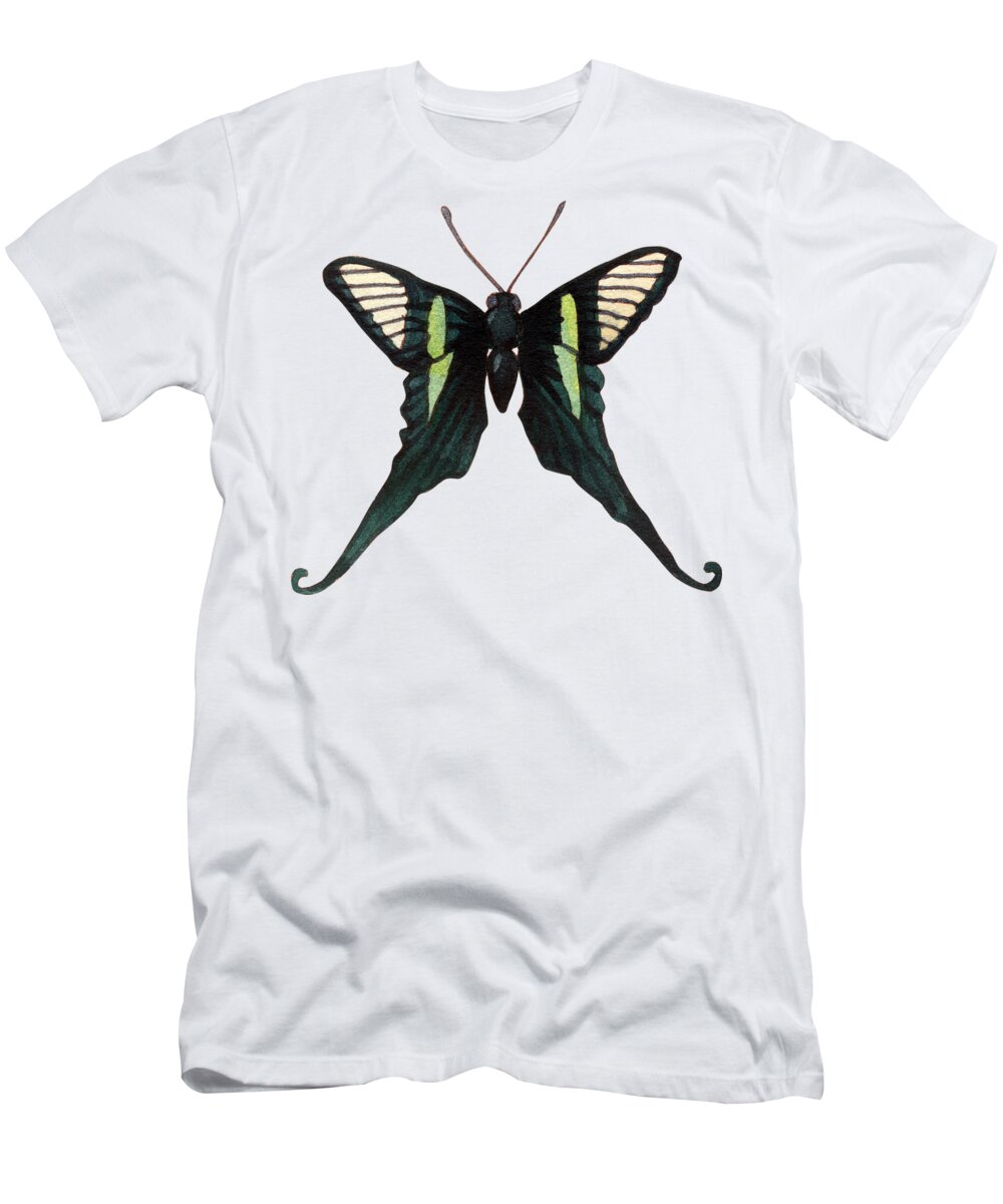 Winged Jewels 20, Watercolor Tropical Butterfly with Curled Wing Tips T Shirt