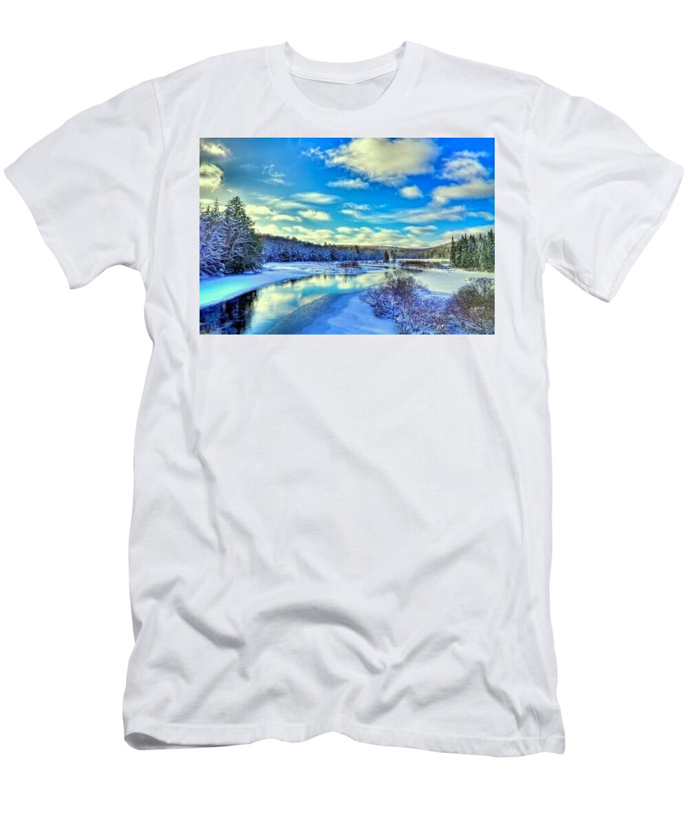 Winter At The Green Bridge 2 T-Shirt featuring the photograph Winter at the Green Bridge 2 by David Patterson