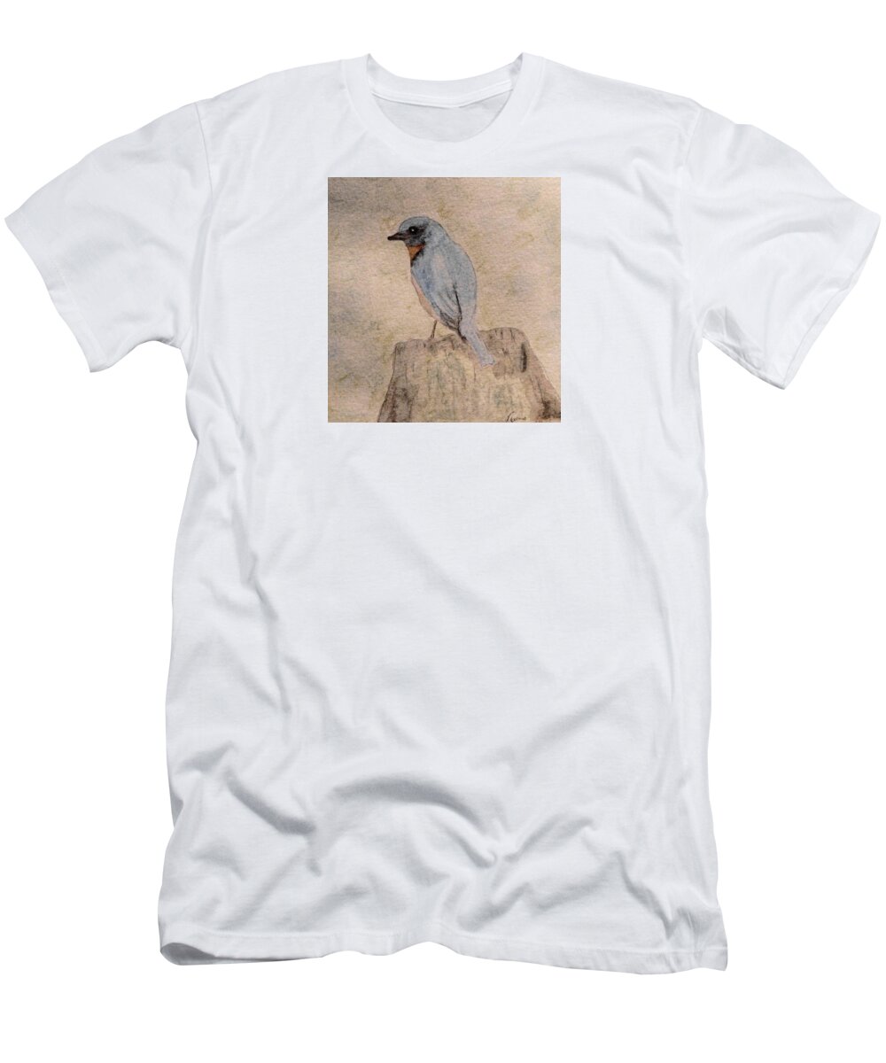Birds T-Shirt featuring the painting Winter Bluebird by Angela Davies