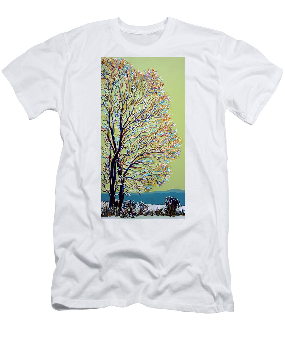 Winter T-Shirt featuring the painting WinterTainment Tree by Amy Ferrari