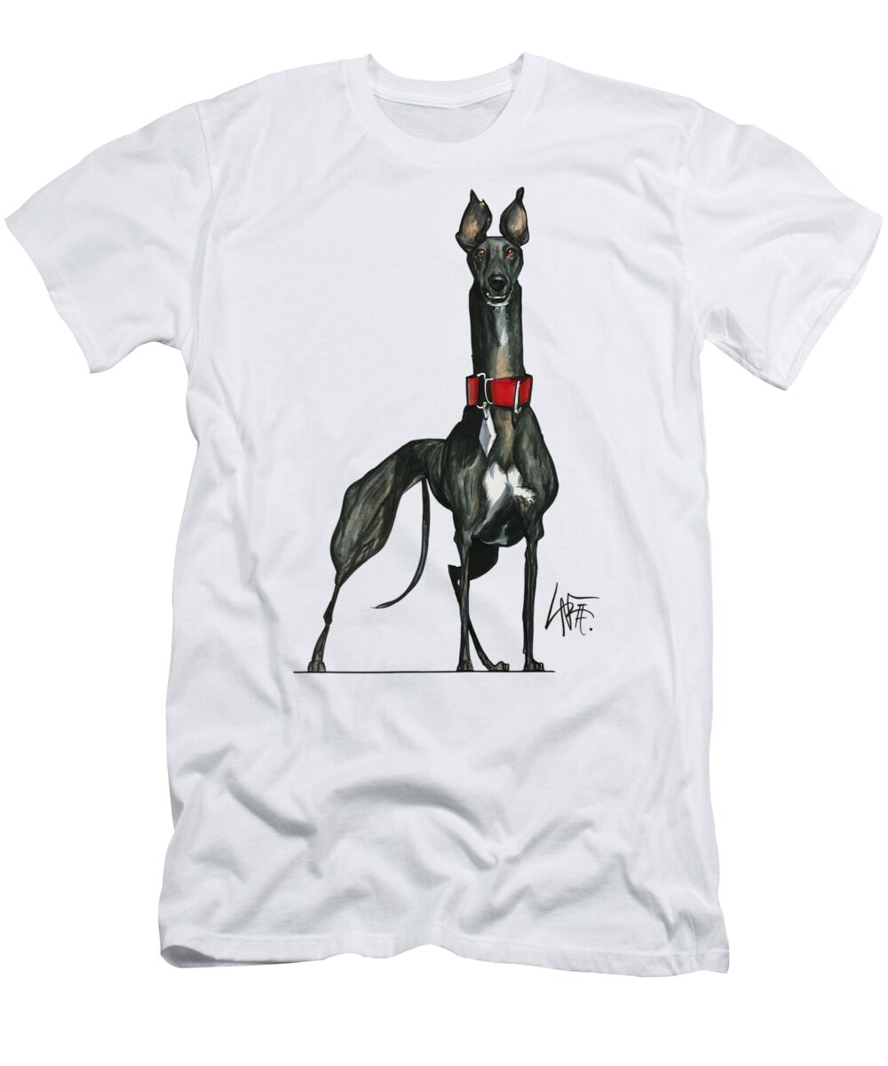 Greyhound T-Shirt featuring the drawing Woerner 3596 by Canine Caricatures By John LaFree