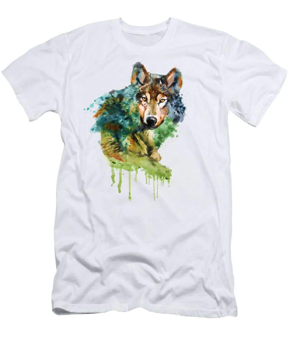 Wolf Face Watercolor T-Shirt for Sale by Marian Voicu