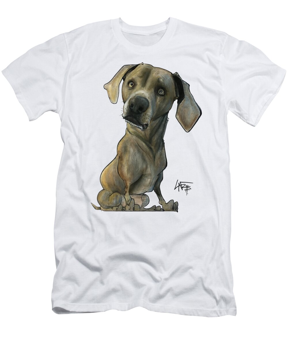 Pet Portrait T-Shirt featuring the drawing Womack 3291 Cooper by Canine Caricatures By John LaFree