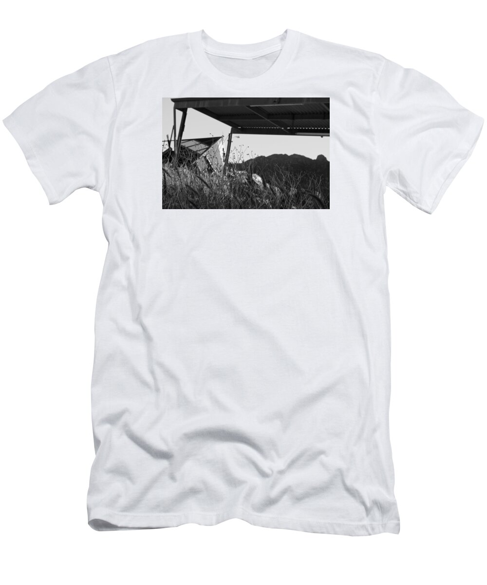 Abandoned T-Shirt featuring the photograph Wreak Black and White by David S Reynolds