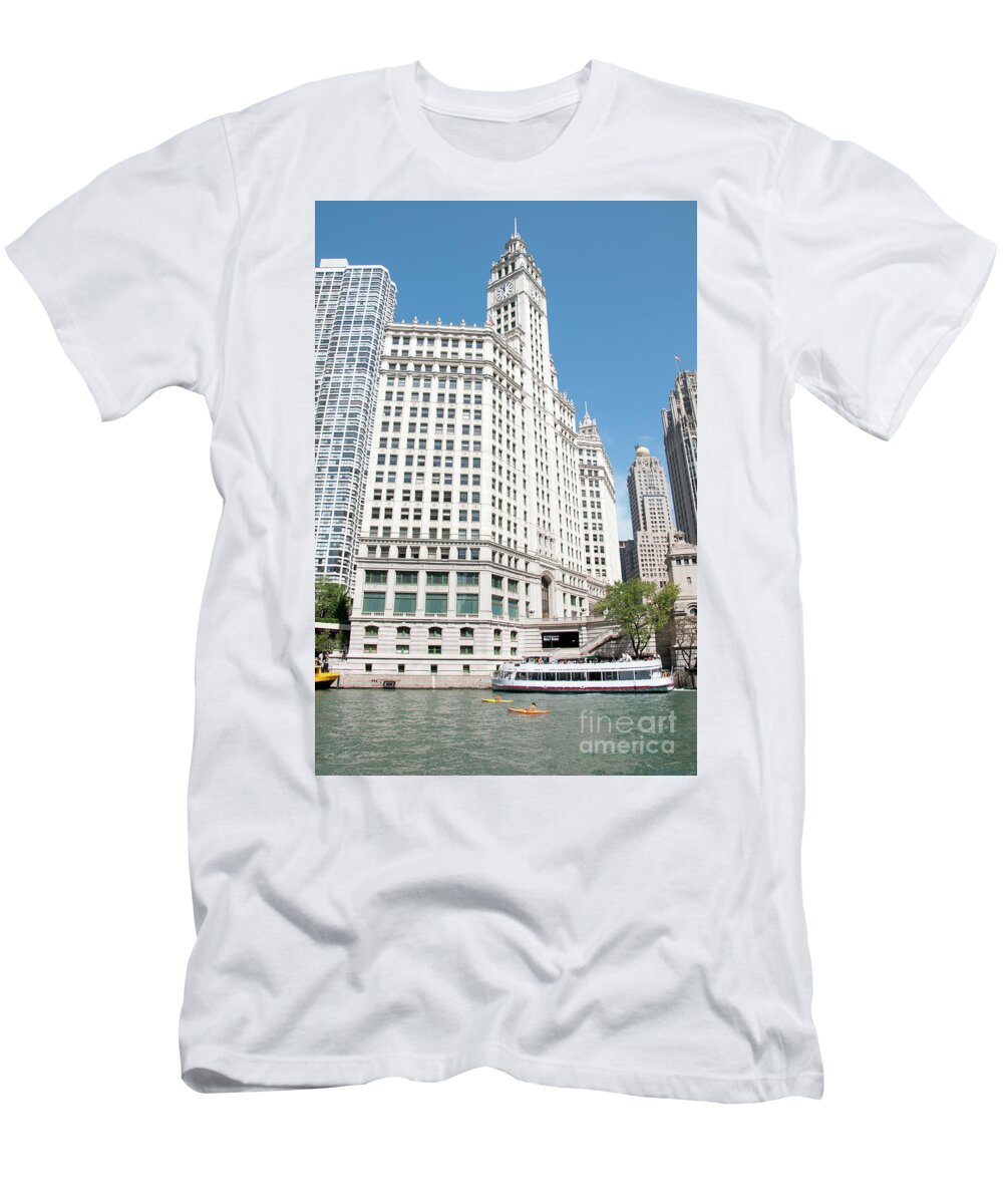 Boats T-Shirt featuring the photograph Wrigley Building Overlooking the Chicago River by David Levin