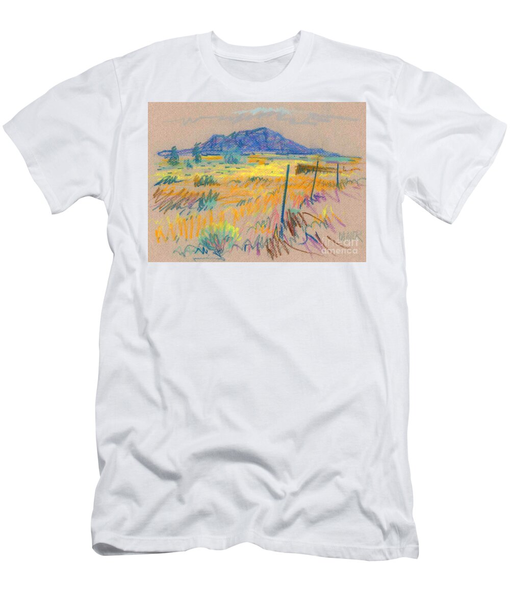 Pastel T-Shirt featuring the painting Wyoming Roadside by Donald Maier