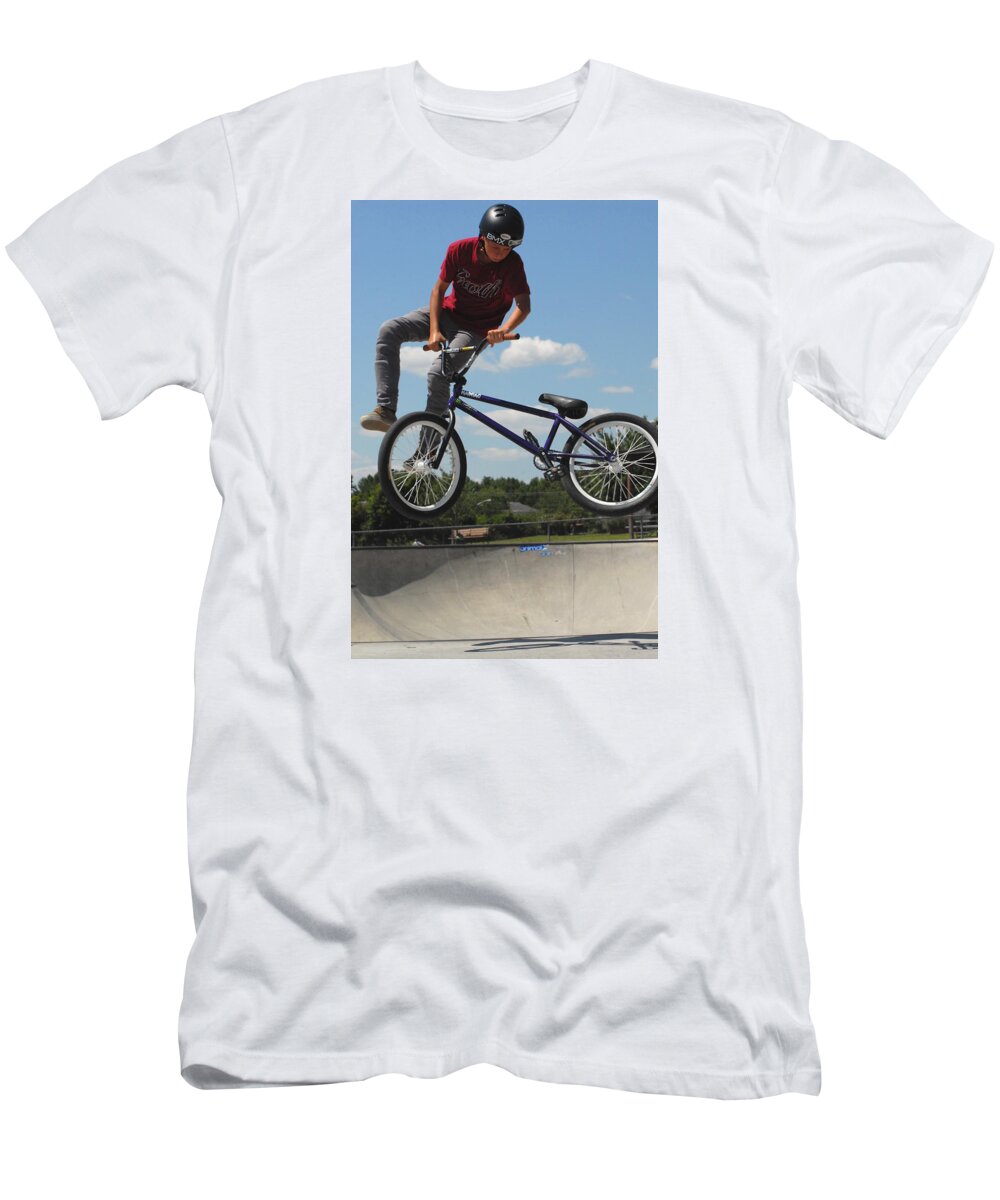 Bmx T-Shirt featuring the photograph Xtreme Biker 310 by Joyce StJames