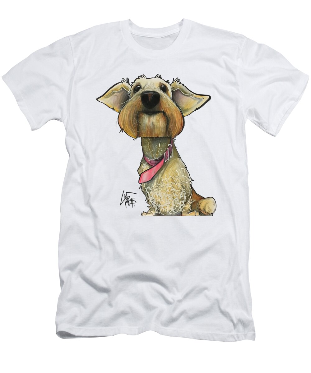 Pet Portrait T-Shirt featuring the drawing Yenny 3537 by Canine Caricatures By John LaFree