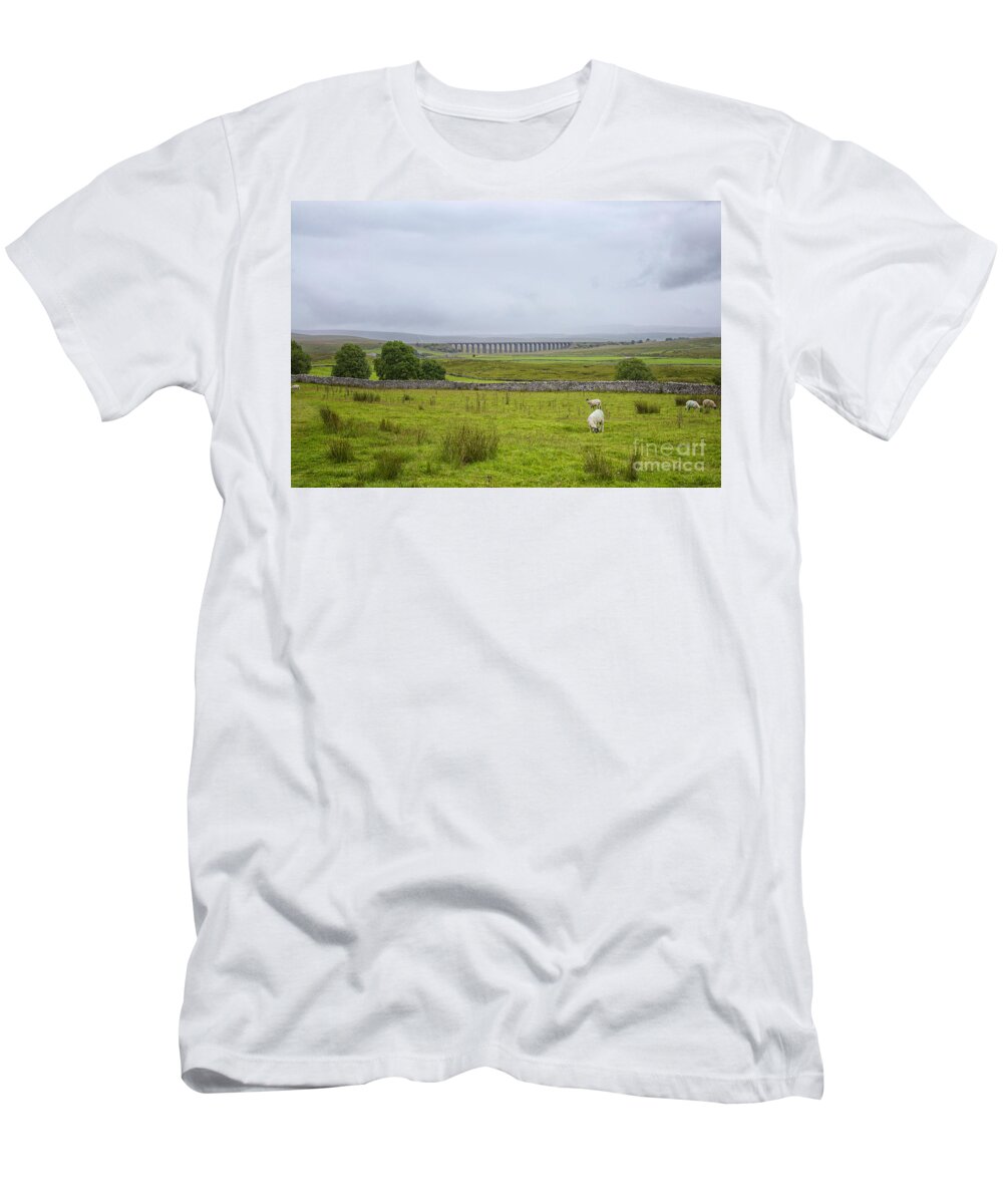Ribblehead T-Shirt featuring the photograph Yorkshire Dales with the Ribblehead viaduct by Patricia Hofmeester