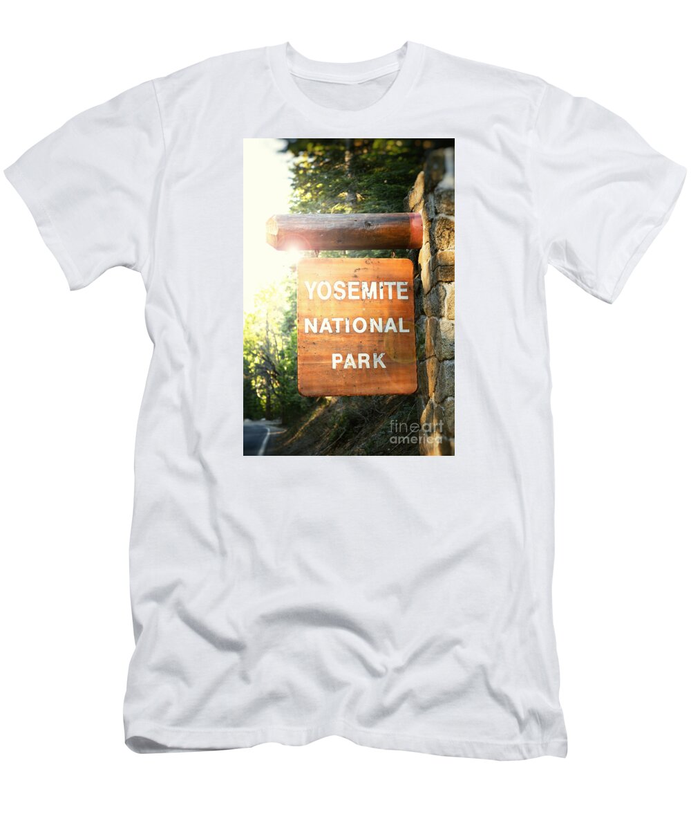 Park T-Shirt featuring the photograph Yosemite National Park sign by Jane Rix