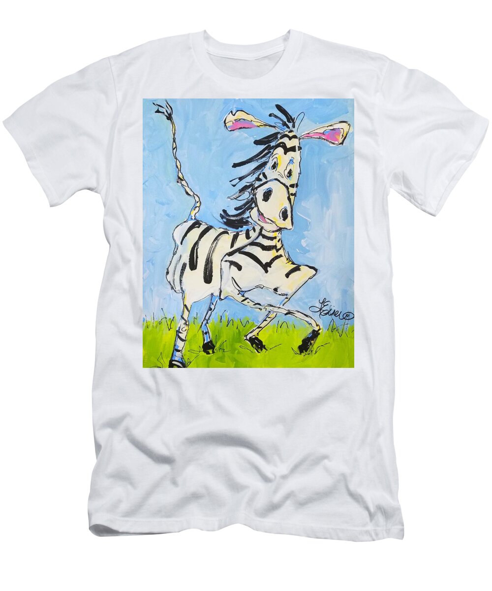Zebra T-Shirt featuring the painting You Make Me Feel So Young by Terri Einer