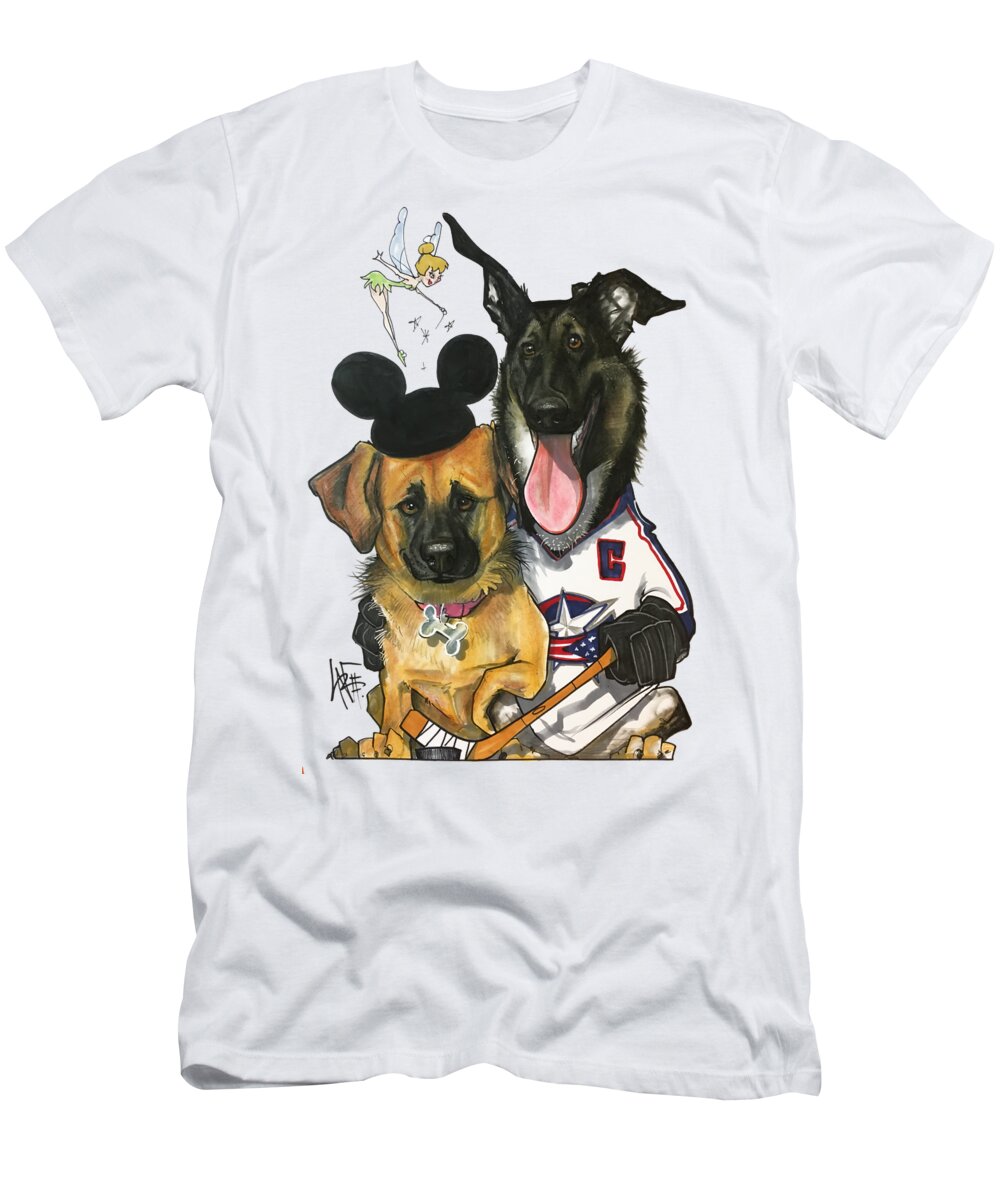 Pet Portrait T-Shirt featuring the drawing Young 3268 by Canine Caricatures By John LaFree