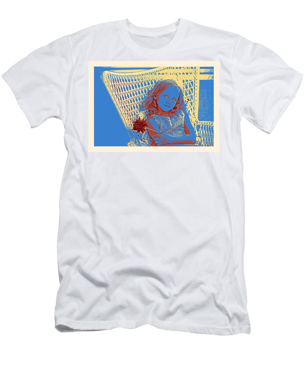 Girl T-Shirt featuring the painting Young Girl with Blue Eyes by Celestial Images