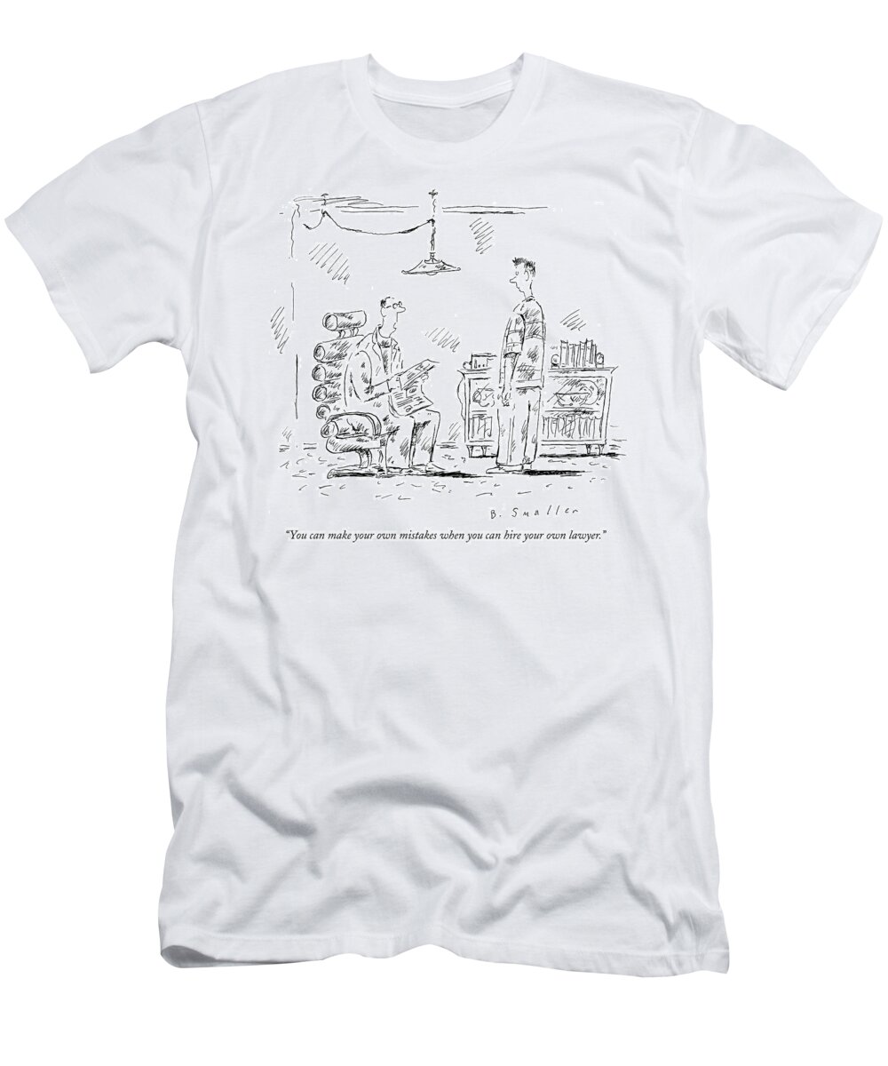 Lawyer T-Shirt featuring the drawing Your Own Lawyer by Barbara Smaller