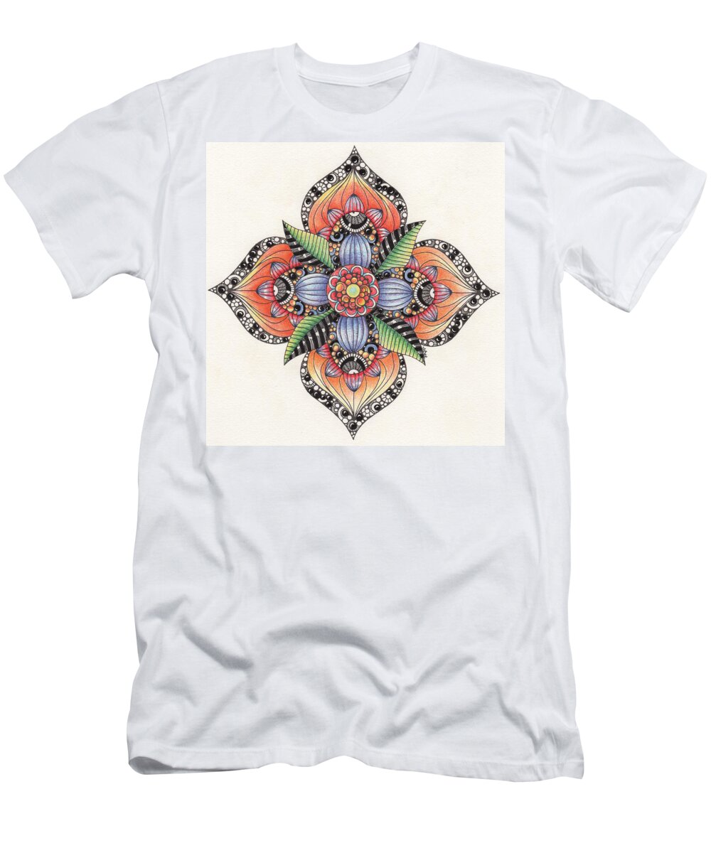 Zendala T-Shirt featuring the drawing Zendala Template #1 by Jan Steinle