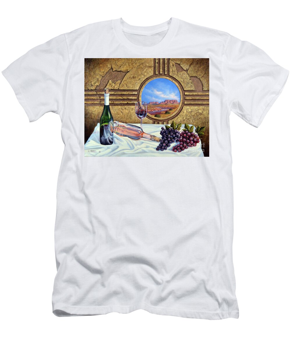 Wine T-Shirt featuring the painting Zia Wine by Ricardo Chavez-Mendez