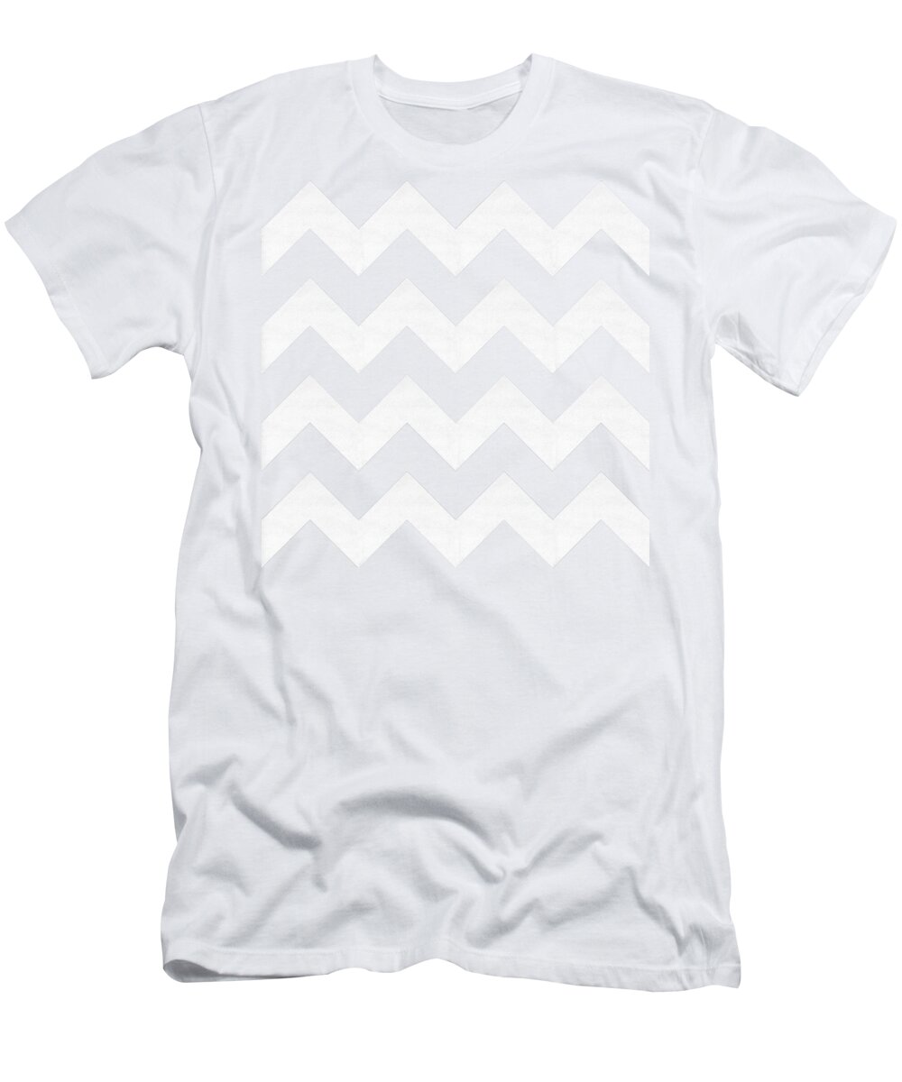 Zig Zag T-Shirt featuring the digital art Zig Zag - White - Transparent by Chuck Staley