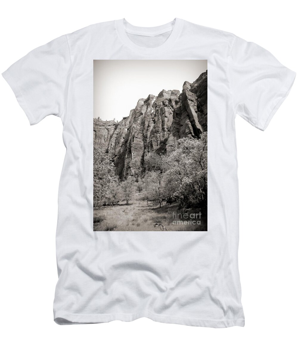 National Park T-Shirt featuring the photograph Zion National Park Sepia Tones by Chuck Kuhn