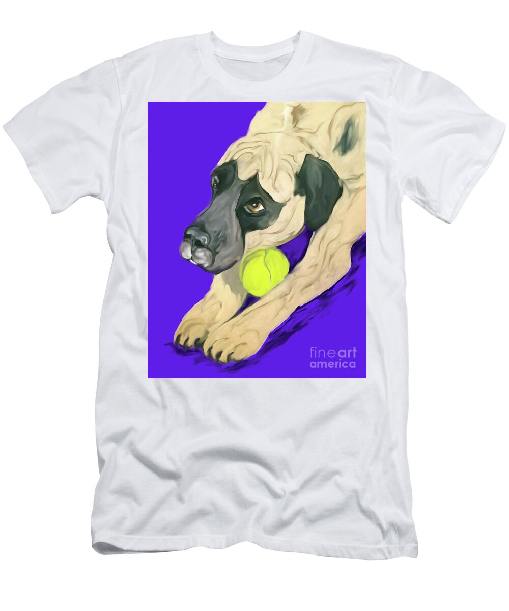 Pet Portraits T-Shirt featuring the painting Zucchini_Date With Paint Jan 22 by Ania M Milo