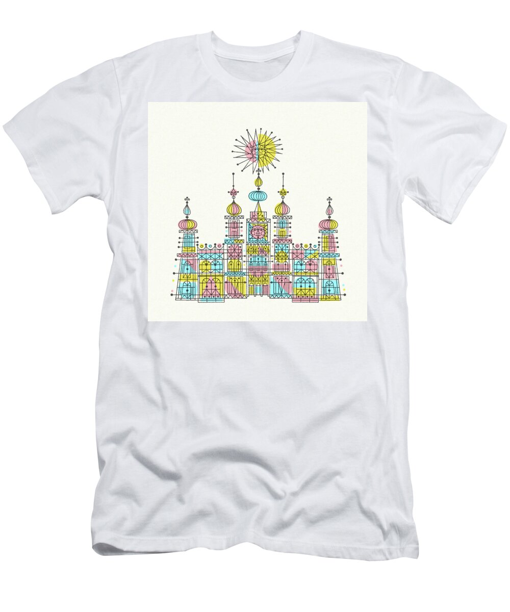 Architecture T-Shirt featuring the drawing Abstract Castle #1 by CSA Images
