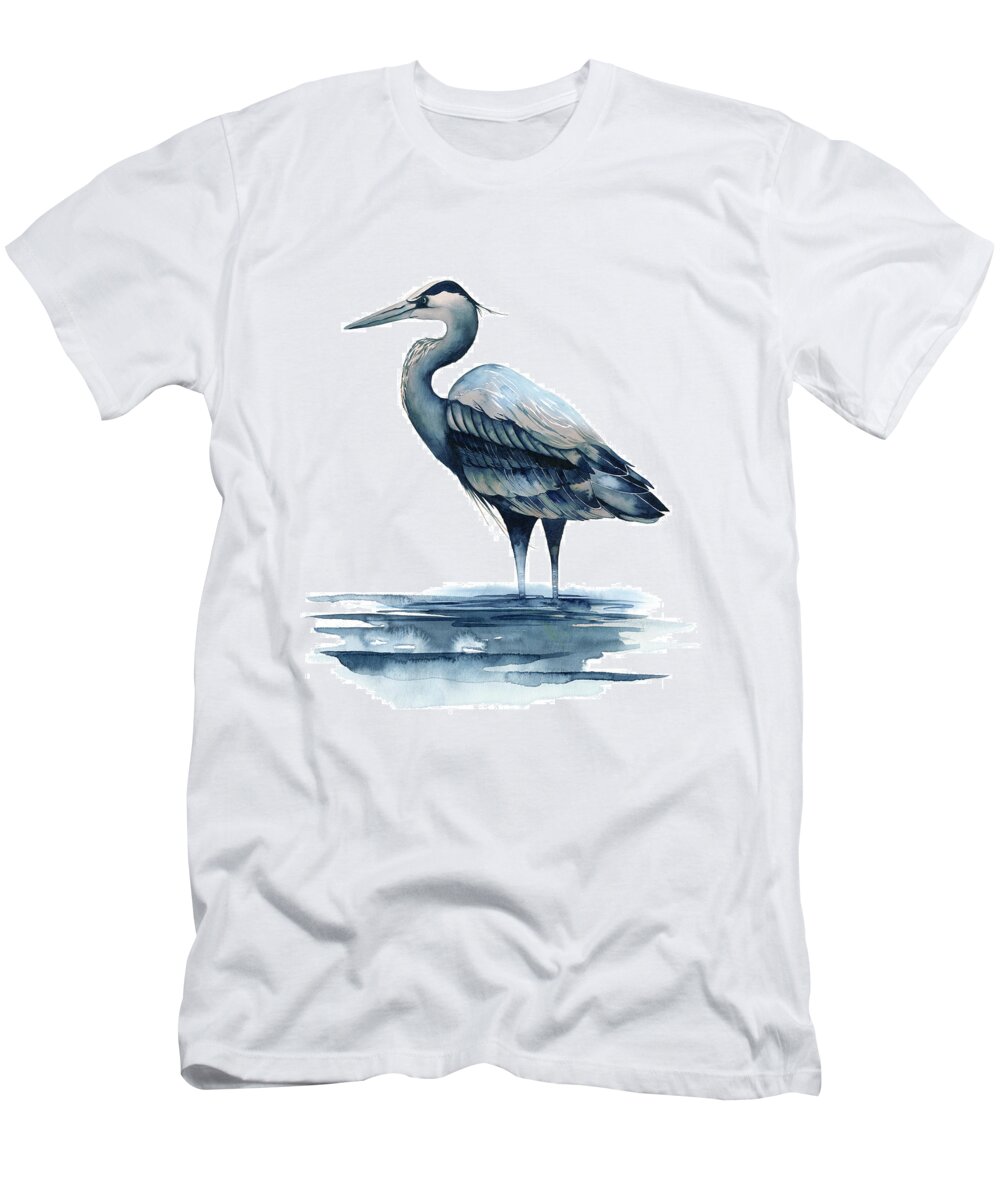 Coastal T-Shirt featuring the painting Azure Heron I #1 by Grace Popp