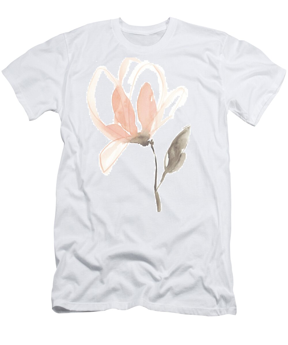 Botanical T-Shirt featuring the painting Blush Petals I #1 by Jennifer Goldberger