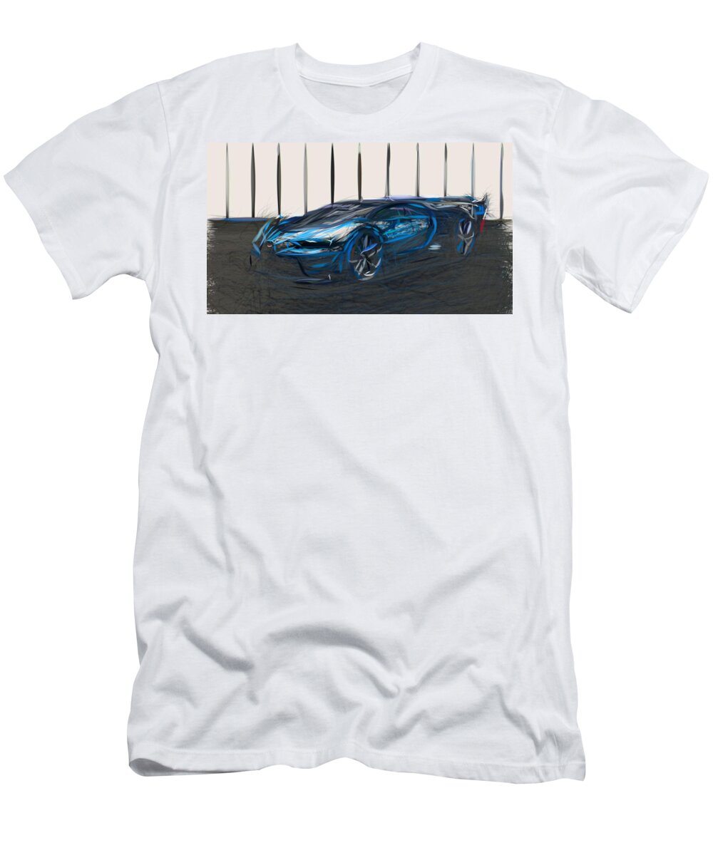 Bugatti T-Shirt featuring the digital art Bugatti Vision Gran Turismo Drawing #2 by CarsToon Concept