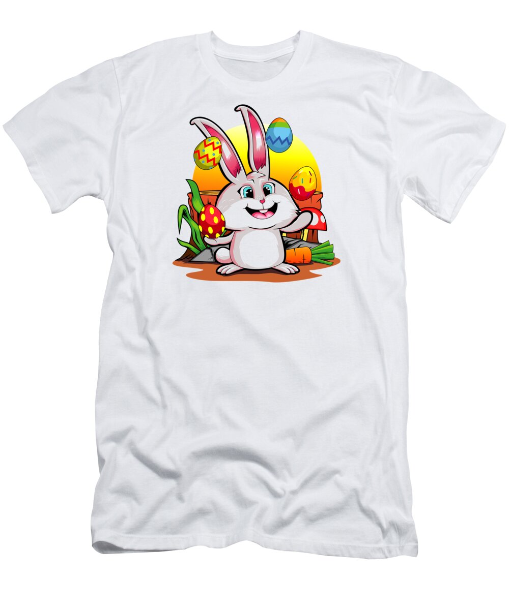 Jesus T-Shirt featuring the digital art Easter Bunny Happy Easter Juggling Eggs #1 by Mister Tee