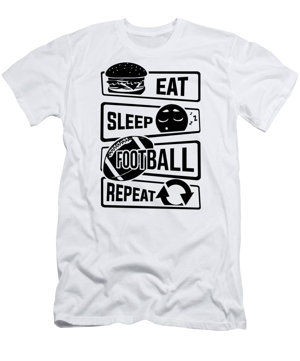 Fitness T-Shirt featuring the digital art Eat Sleep Football Repeat Touchdown USA America #1 by Mister Tee