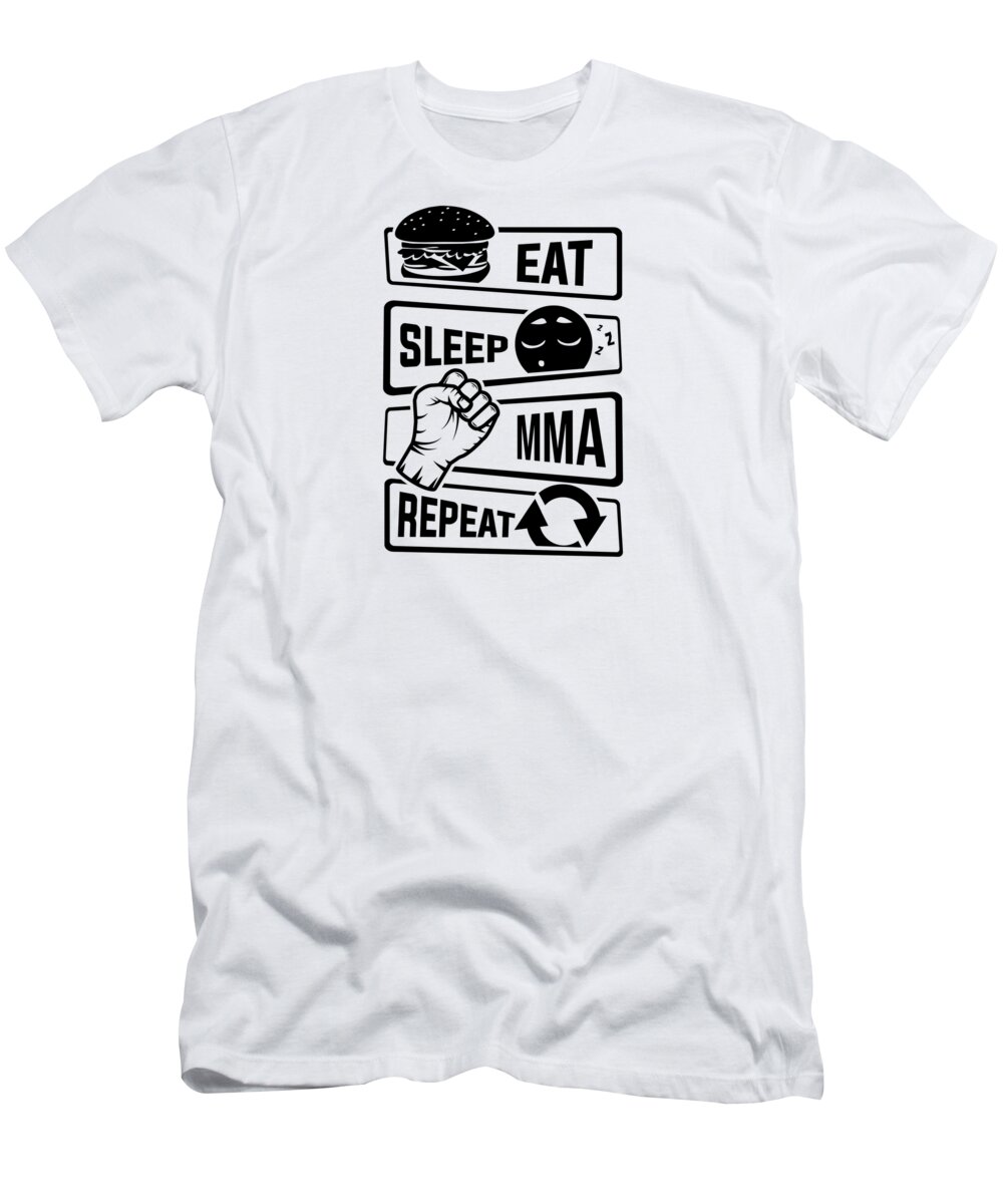 Eat Sleep MMA Repeat Mixed Martial Arts Fighter T-Shirt Tee Pixels