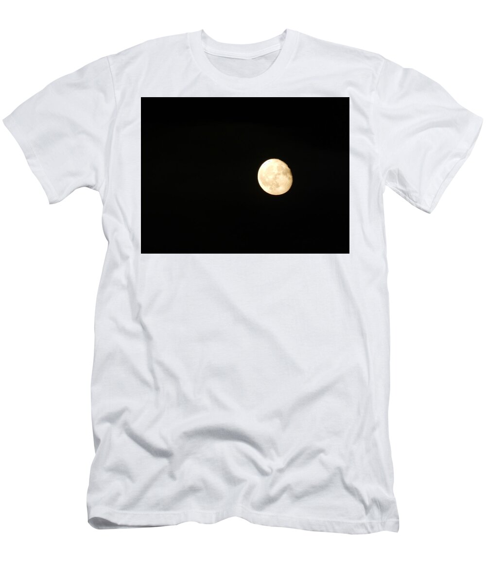 Moon T-Shirt featuring the photograph Full moon at night in the city shining bright #1 by Oleg Prokopenko