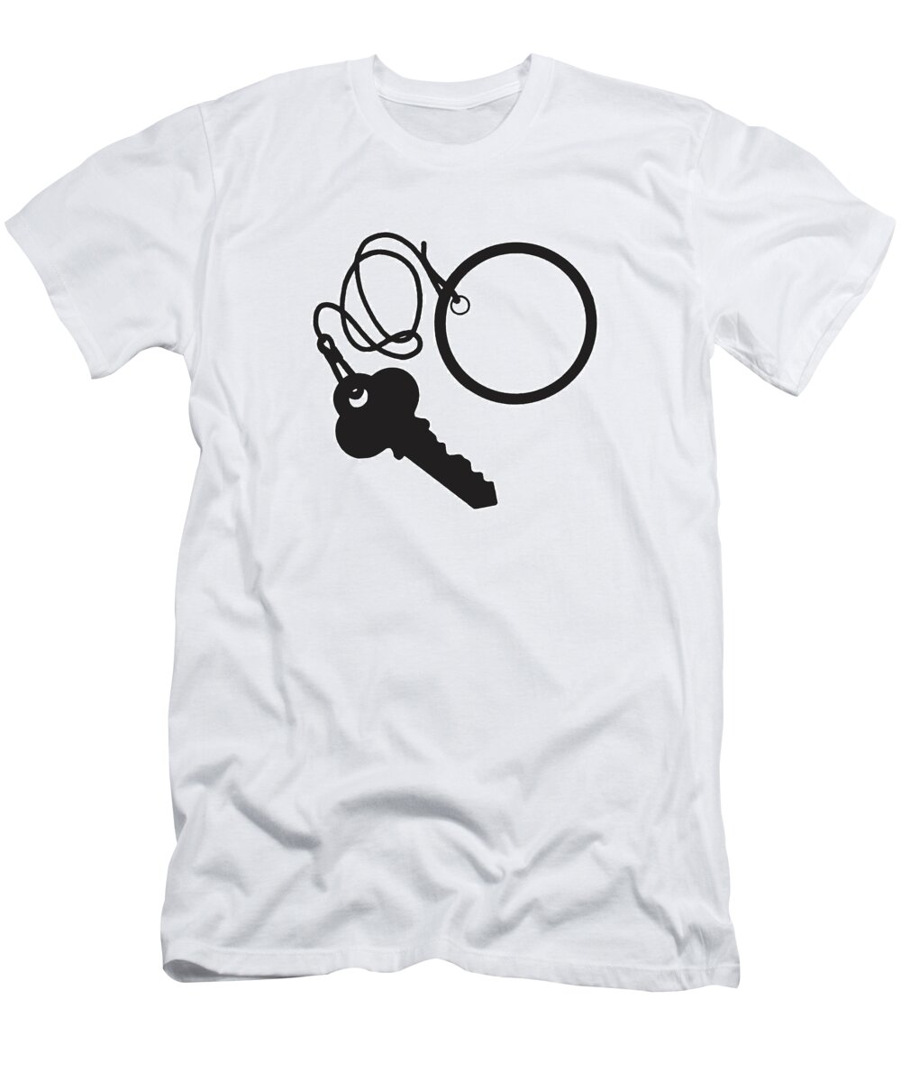 Archive T-Shirt featuring the drawing Key attached to circle pendant #1 by CSA Images