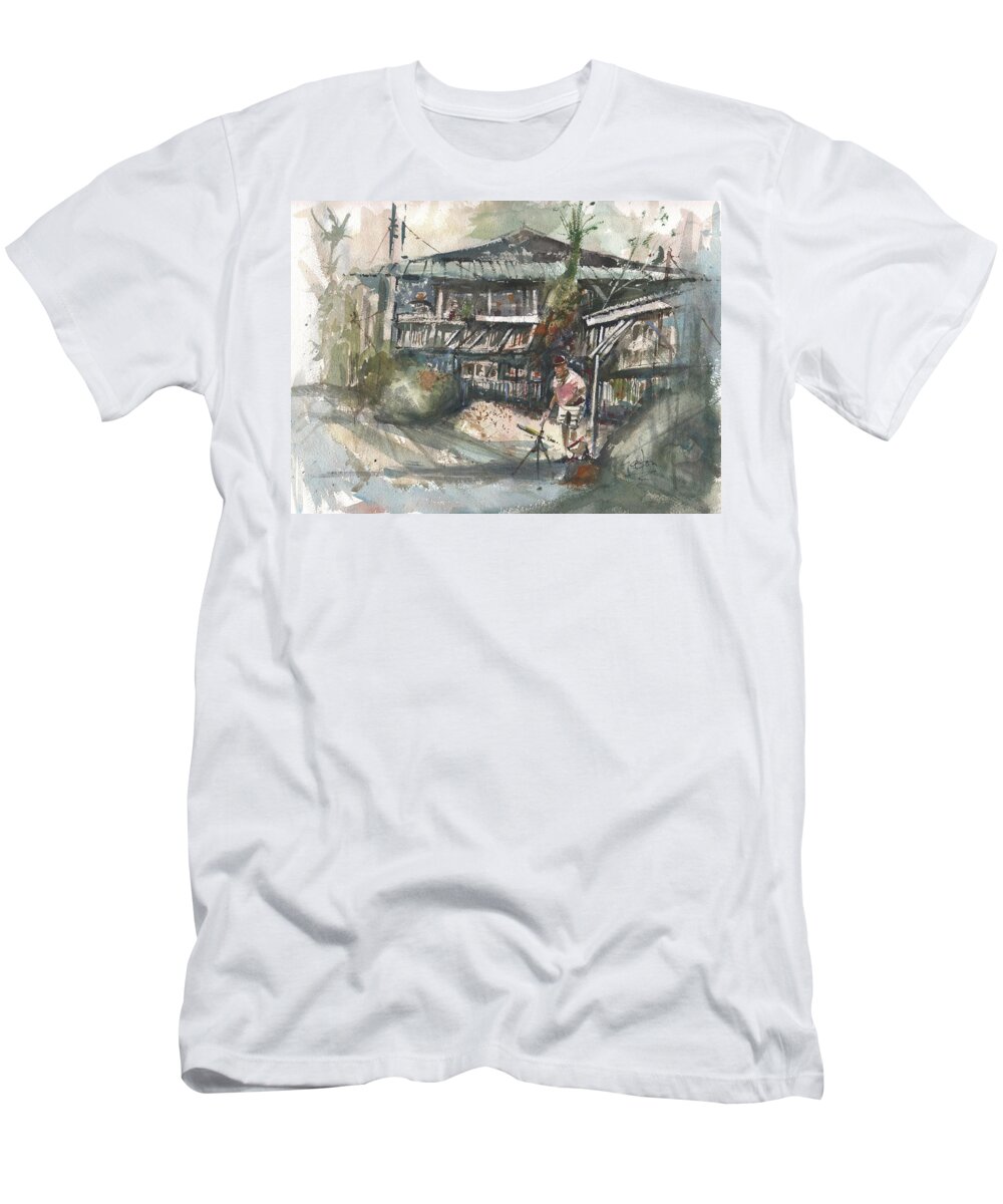  T-Shirt featuring the painting Kuching Thatch #1 by Gaston McKenzie