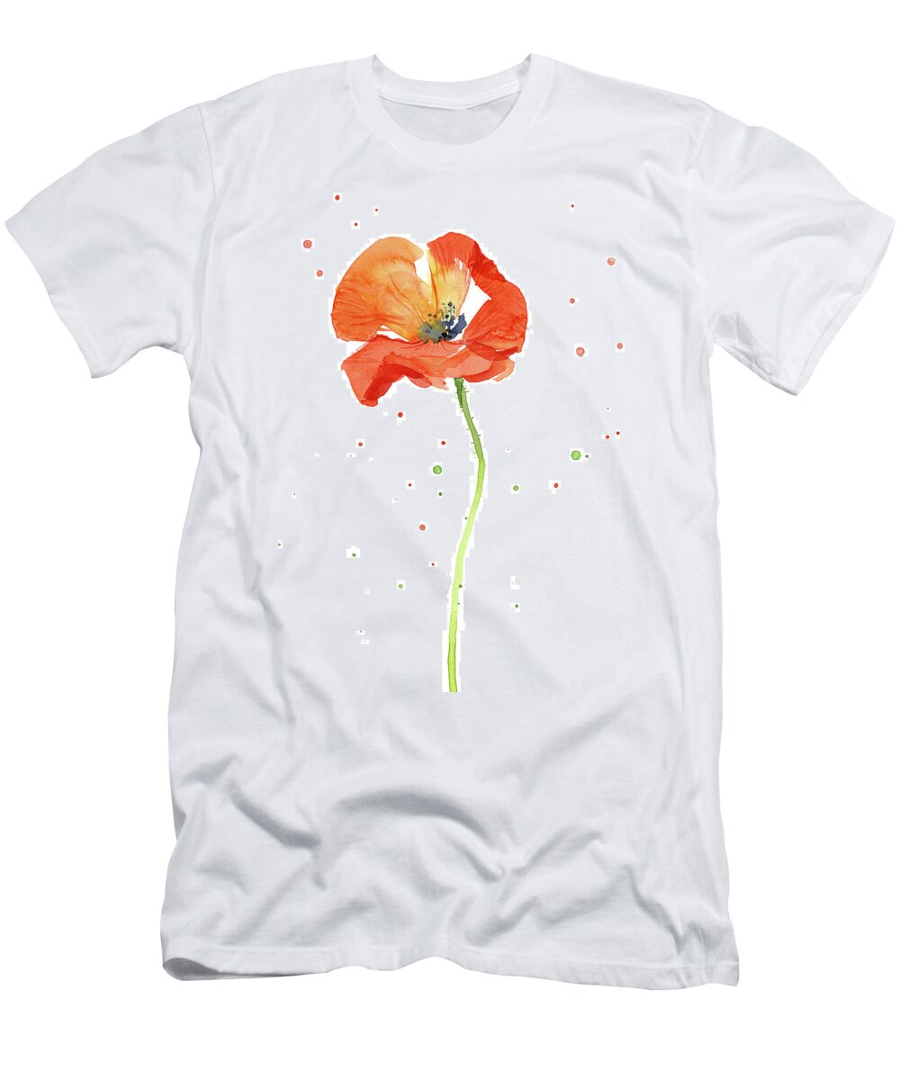 Poppy Painting T-Shirt featuring the painting Red Poppy Flower #2 by Olga Shvartsur
