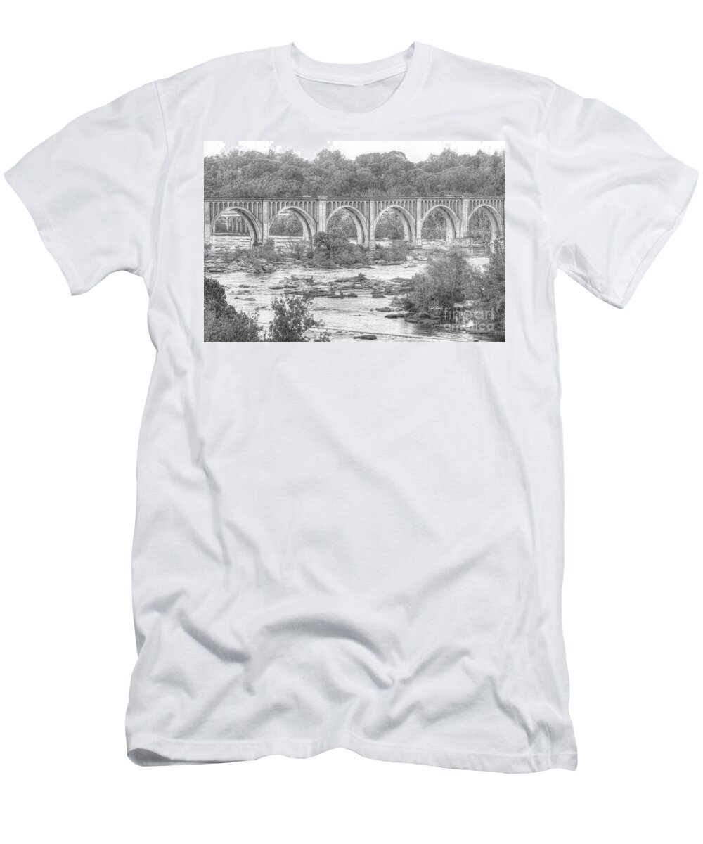 Csx T-Shirt featuring the photograph Richmond VA Virginia - CSX Railway Bridge Over James River by Dave Lynch